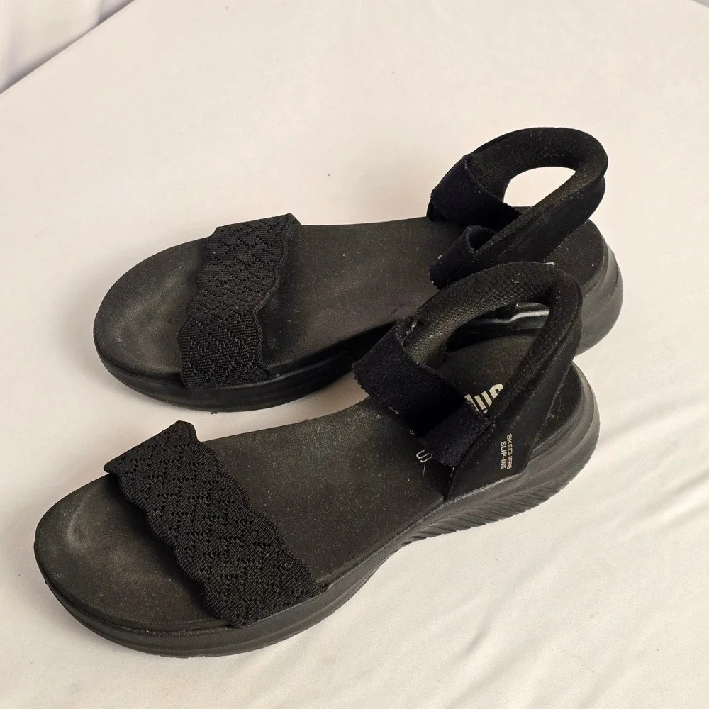 Skechers Hands Free Slip-ins On-the-GO 600‎ Black Sandals 119976 Womens 10
